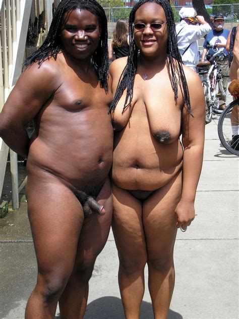 amazing black couple taking picture outdoor in naked