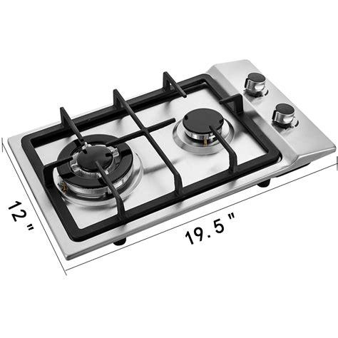 burners gas cooktop stainless steel double burner kw durable knob  ebay