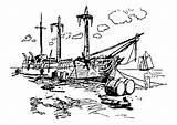 Port Coloring Ship Shipwreck Clipart Pages Drawing Large Edupics Clipground sketch template