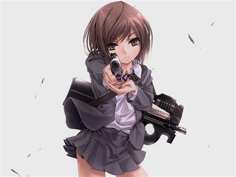 girl anime character holding gun andp hd wallpaper wallpaper flare