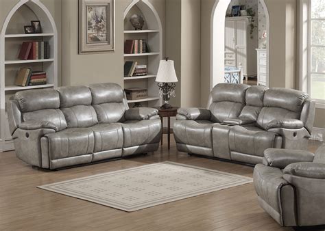 estella collection contemporary  piece upholstered leather living room set   recliner sofa
