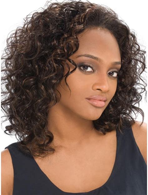 trendy brown curly shoulder length human hair wigs  wigs synthetic  wigs