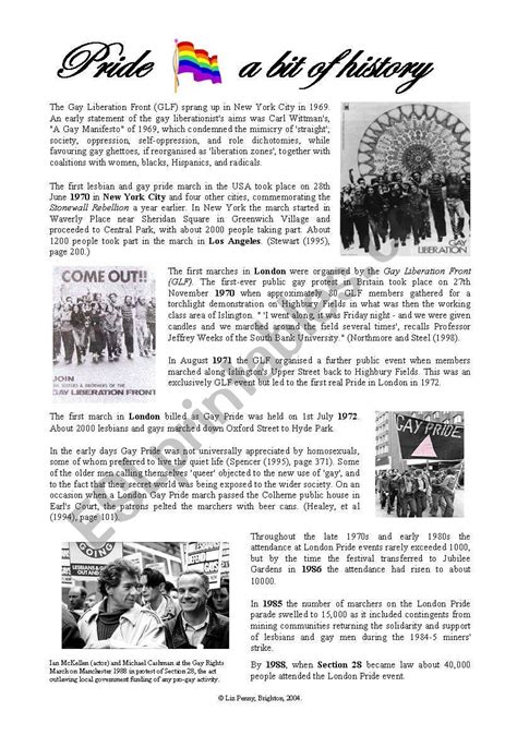 The History Of Gay Pride Esl Worksheet By Esm Penny Uk