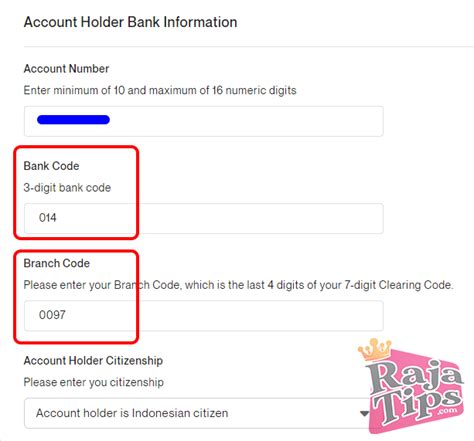 swift code bank code branch code raja tips