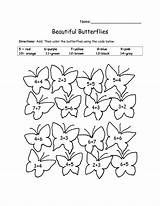 Butterfly Worksheets Addition Number Color Coloring Worksheet Worksheeto Via Butterflies Numbers sketch template