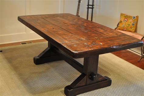 emerson rustic trestle dining table atlanta georgia rustic trades furniture