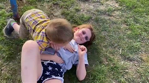 Sibling Wrestling At The Playground Youtube