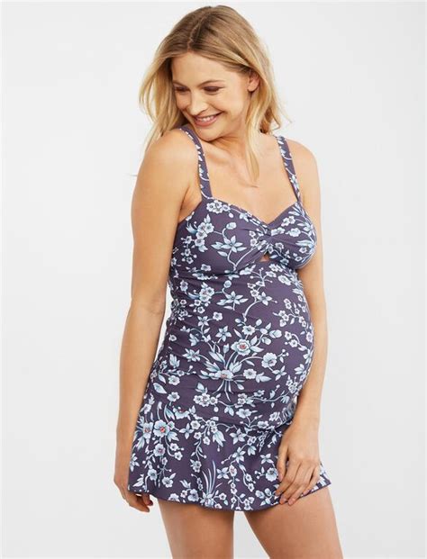 Keyhole Detail Maternity Tankini 2 Piece Swimsuit Upf 50 Motherhood