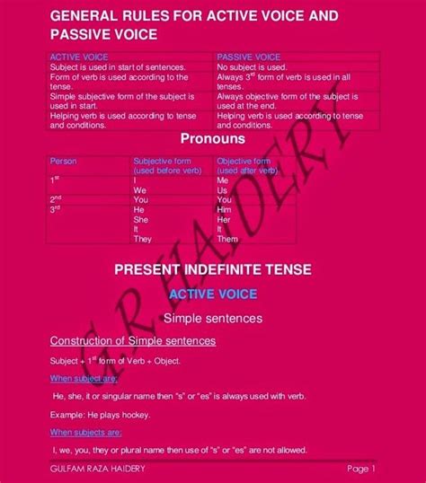 english grammar    general rules  active voice  passive