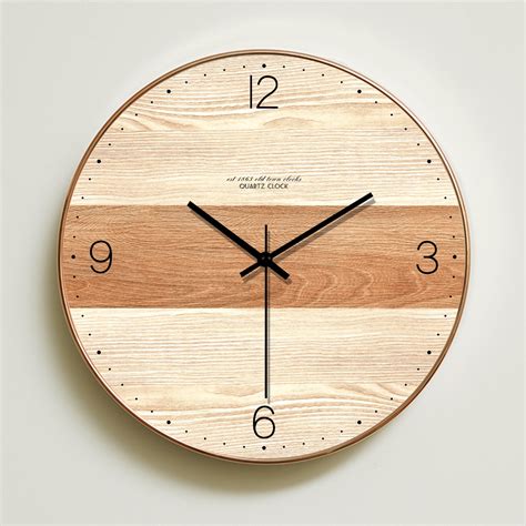 modern european style creative wood grain mute wall clock stylish living room bedroom