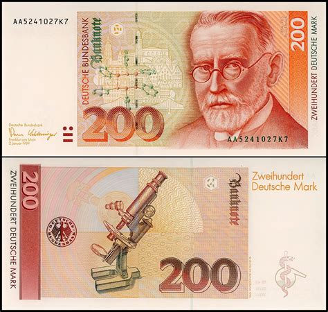 germany  deutsche mark banknote  p  series aa unc