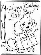 Coloring Birthday Puppy Pages Kids Popular sketch template