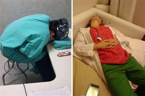 Surgeon Caught Asleep On The Floor After Epic 28 Hour Shift And Now