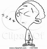 Dozing Clipart Cartoon Boy Standing Sleepy Lineart African American Royalty While Toonaday Illustrations Clipground sketch template