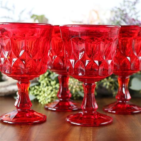 Ruby Red Wine Glasses Red Wine Glasses Vintage Dinnerware Set