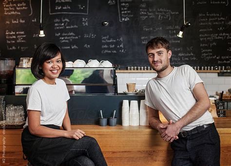 portrait   young business owners   cafe  stocksy contributor  photography