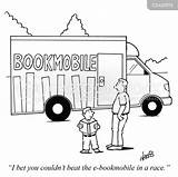 Bookmobile Mobile Cartoon Libraries Cartoons Funny Cartoonstock Book Ereader Comics Illustrations sketch template