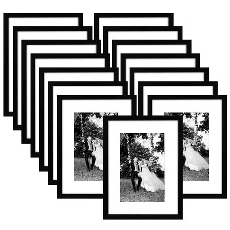 pack  black picture frames display  pictures  mat