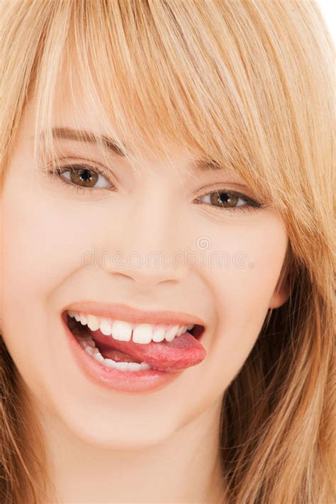 Teenage Girl Sticking Out Her Tongue Stock Image Image