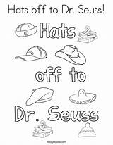 Seuss Coloring Dr Sheet Birthday Hats Off Happy Book Noodle Print Twistynoodle Twisty Outline Ll Cursive sketch template