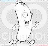Sausage Running Outlined Coloring Clipart Cartoon Vector Cory Thoman sketch template
