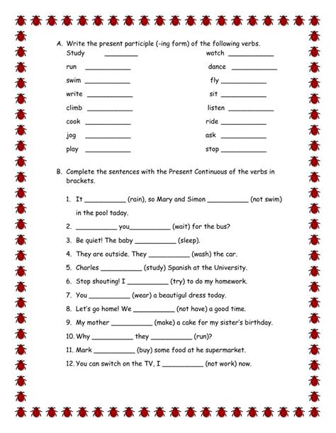 present continuous worksheet