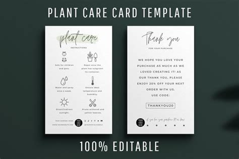 editable plant care card template  instruction