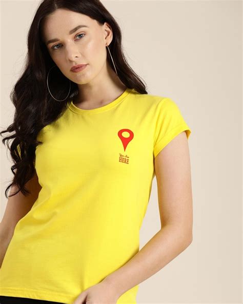 buy womens yellow    typography  shirt  women yellow   bewakoof