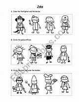 Jobs Coloring Worksheet Worksheets Occupations Professions Esl Vocabulary Preview sketch template