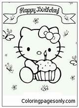 Pages Kitty Hello Birthday Happy Coloring Color sketch template
