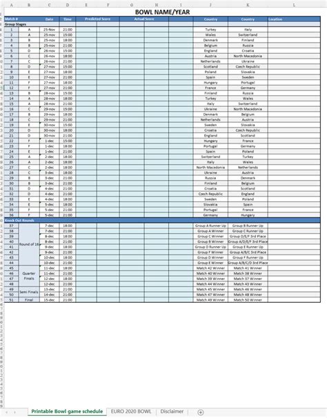printable bowl game schedule templates  allbusinesstemplatescom