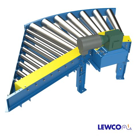 chain driven  roller spur curve conveyor lewco conveyors