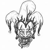 Scary Drawing Jester Evil Joker Skull Drawings Tattoo Face Clown Designs Wicked Cartoon Leprechaun Demonic Tattoos Cry Head Later Coloring sketch template