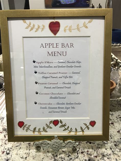 apple bar menu  wedding caramel apple bar fall wedding signs diy caramel apple bars
