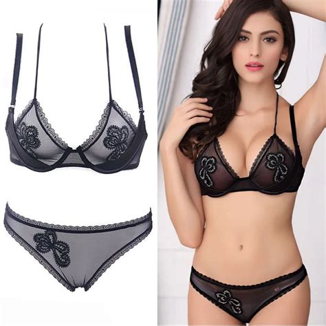 buy black halter sexy floral embroidery sheer lace bra