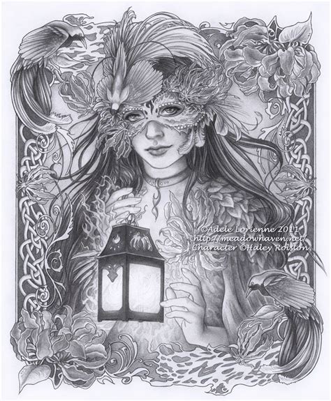masquerade radiance grayscale coloring fantasy coloring pages