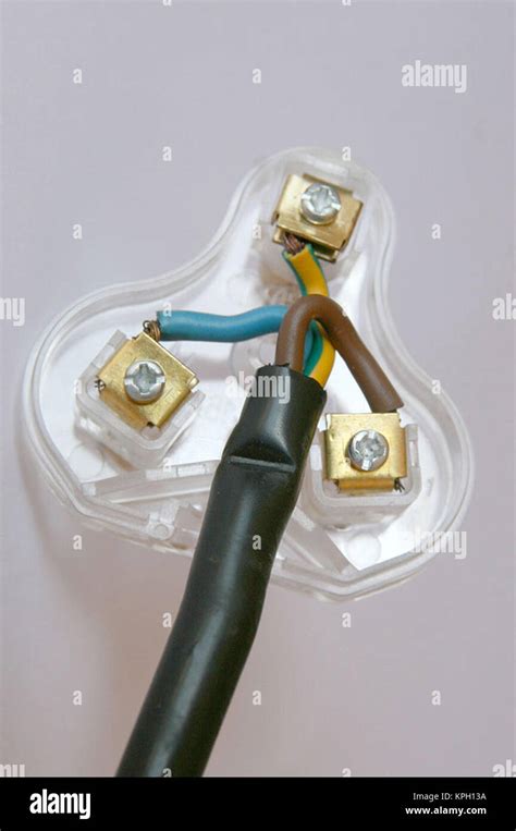 close   open electric  pin plug showing correct wiring south stock photo  alamy