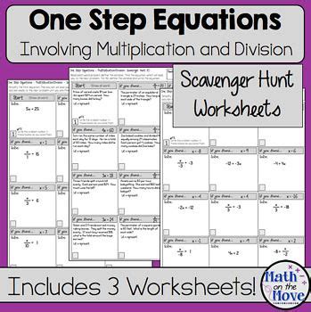 step equations multiplication  division worksheet  step