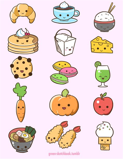 easy drawings kawaii food gif basnami