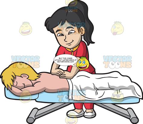 a cheerful female massage therapist clipart cartoons by vectortoons