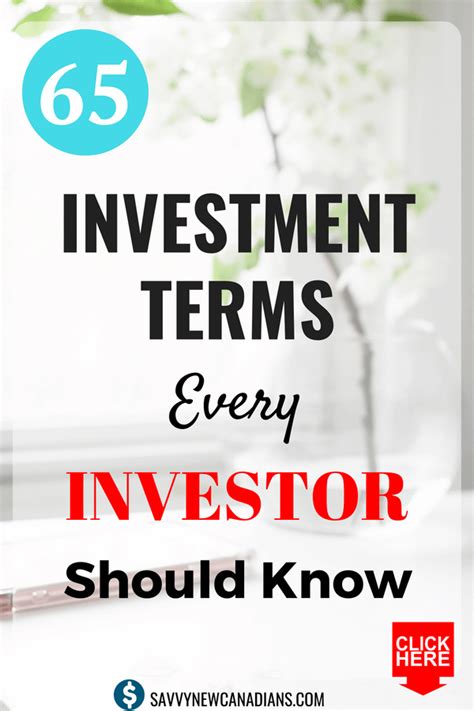 basic investment terms  investor   savvy  canadians