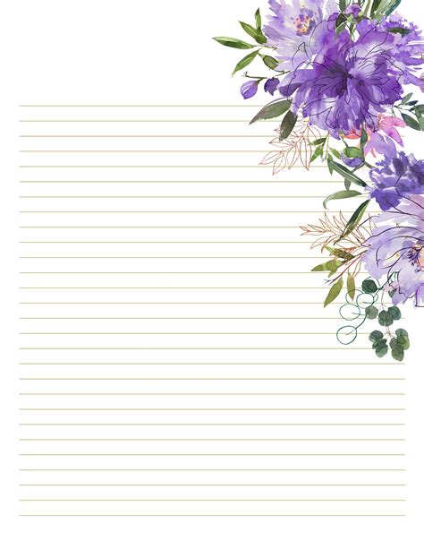 printable floral writing paper purple floral letter papers