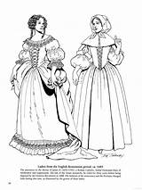 Coloring Pages Puritan Fashion Drawing Clothing Historical Color Century Fashions English Colouring Cavalier Restoration Period Dress Costume 1685 Drawings 17th sketch template