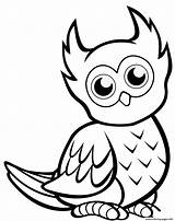 Owl Coloring Pages Cute Owls Printable Easy Print Drawing Preschool Cartoon Birds Book Animals sketch template