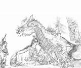 Skyrim Coloring Sketch Pages Elder Scrolls Alduin Dragon Template sketch template