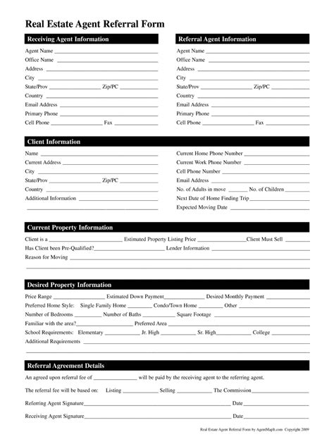 real estate referral form fill  printable fillable blank