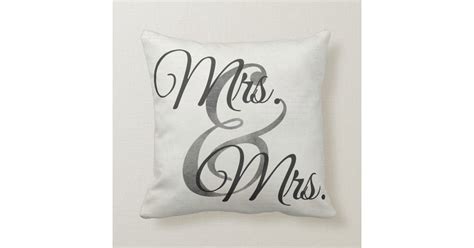 Mrs And Mrs White Script Lesbian Wedding Throw Pillow