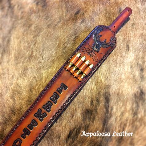 custom leather gun sling  mule deer   appaloosaleather