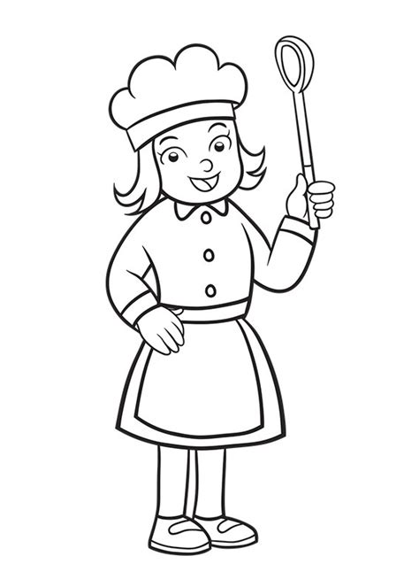 female cook coloring page coloring pages