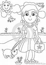 Coloring Dog Girl Eps Outdoor sketch template